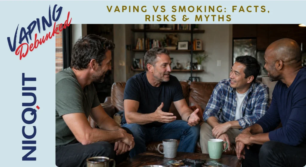 Vaping vs smoking comparison showing health risk differences