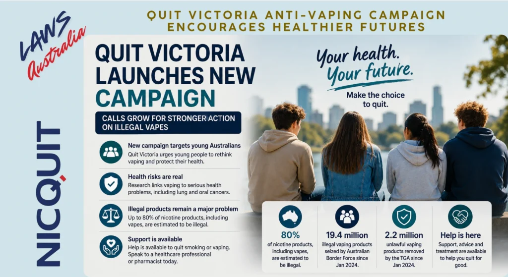 Young Australians featured in a public health campaign encouraging healthier choices and nicotine-free living as Quit Victoria launches a new anti-vaping awareness initiative.